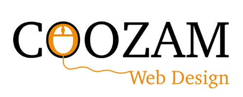 Coozam logo with an orange computer mouse in the first O
